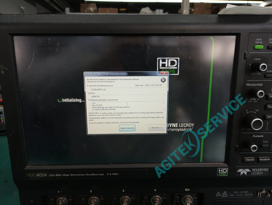 LeCroy力科示波器HDO402开机报错维修案例